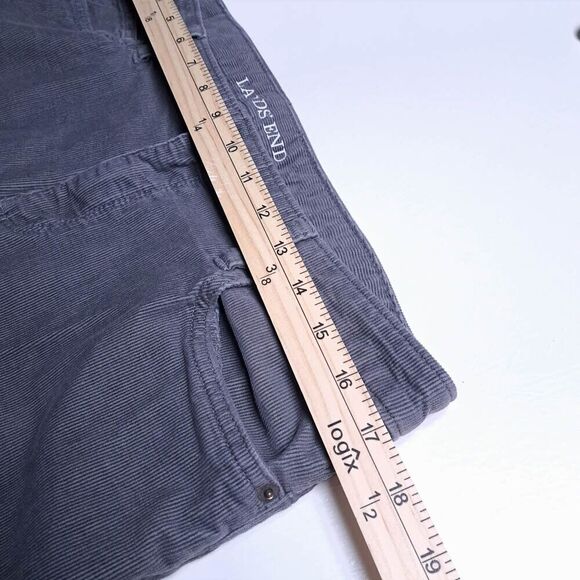 Lands End Corduroy Pants Womens Petite 14 14P Gray Mid-Rise Straight Leg Cords - Picture 8 of 10
